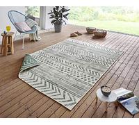 NORTHRUGS Biri Tapis d'intérieur et d'extérieur réversible résistant aux intempéries, style bohème, vintage, pour balcon, terrasse, jardin, jardin d'hiver, salon, imperméable, vert, crème 80 x 150 cm