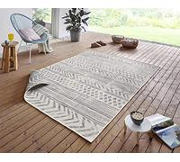 NORTHRUGS Biri Tapis d'intérieur et d'extérieur réversible résistant aux intempéries, style bohème, vintage, pour balcon, terrasse, jardin, jardin d'hiver, salon, imperméable, gris, crème 120 x 170 cm