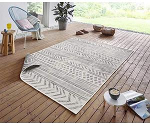 NORTHRUGS Biri Tapis d'intérieur et d'extérieur réversible résistant aux intempéries, Style bohème, Vintage, pour Balcon, terrasse, Jardin, véranda, Salon, imperméable, Gris crème 200 x 290 cm