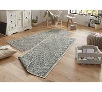 NORTHRUGS Curacao Tapis d'extérieur réversible résistant aux intempéries Motif Graphique Moderne pour Balcon, terrasse, Jardin, Jardin d'hiver, Salon, en polypropylène, Vert, crème, 80 x 250 cm