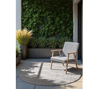 NORTHRUGS Liora Tapis d'intérieur et d'extérieur rond, moderne, tissé à plat, réversible, avec design floral, certifié Öko-Tex résistant aux intempéries et aux UV, pour balcon, terrasse, jardin, blanc