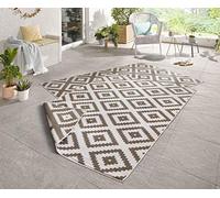 NORTHRUGS Tapis d'extérieur Malta - Résistant aux intempéries - Motif géométrique moderne - Pour balcon, terrasse, jardin, jardin d'hiver - Résistant à l'eau - En polypropylène - Marron - 120 x 170 cm