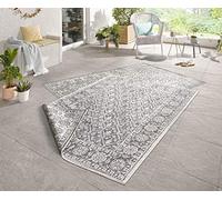 NORTHRUGS Tapis d'extérieur réversible Curacao résistant aux intempéries - Motif Graphique Moderne - pour Balcon, terrasse, Jardin, Jardin d'hiver, Salon - Imperméable - Polypropylène - Gris crème -