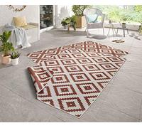 NORTHRUGS Tapis d'extérieur réversible Malte résistant aux intempéries - Motif géométrique Moderne - pour Balcon, terrasse, Jardin, Jardin d'hiver, Salon - Imperméable - Polypropylène - Terre - Crème