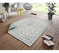 NORTHRUGS Tapis d'intérieur et d'extérieur Leyte - Réversible - Résistant aux intempéries - Design vintage oriental - Pour balcon, terrasse, jardin, jardin d'hiver, salon - Imperméable - Vert crème