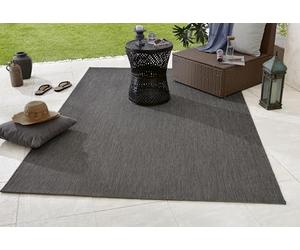 NORTHRUGS Tapis d'intérieur et d'extérieur Match - 160 x 230 cm - Résistant aux intempéries - Moderne - Couleur Unie - pour Balcon, terrasse, Jardin, Jardin d'hiver, Salon - Imperméable - Anthracite