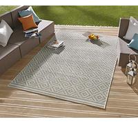 NORTHRUGS Tapis d'intérieur et d'extérieur - Motif losanges - 200 x 290 cm - Résistant aux intempéries - Moderne - Motif géométrique - Design géométrique - Pour balcon, terrasse, jardin, jardin d'hiver - Imperméable - Gris crème