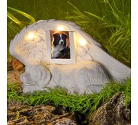 NorthSpoor Pierre commémorative pour chien - Cadeau commémoratif pour chien avec lumière solaire LED - Statue de chien - Urne pour cendres - Pierre commémorative pour animaux de compagnie - Pierre