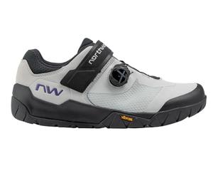 Northwave Overland Plus - Chaussures vélo VTT Trail Vibram Semelle Fort Augustus adhérence Respirantes SLW3 Velcro Confort Durable, Gris EU 37