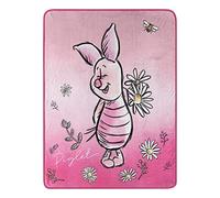 Northwest Disney Winnie l'ourson Couverture Micro Raschel 117 x 152 cm Fleurs Porcinet