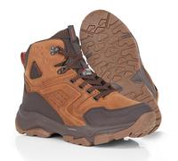 Northwest Territory Everest Bottes de randonnée imperméables en cuir pour homme - Chaussures de randonnée mi-hautes avec semelle antidérapante et doublure respirante, marron, 44 EU