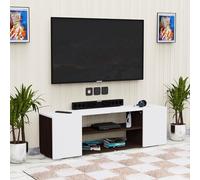 NorthWood Narzo Meuble TV en bois d'ingénierie avec étagères murales/vitrine/étagère décorative (convient aux téléviseurs jusqu'à 55") (Wenge-Blanc)