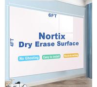 Nortix Film pour tableau blanc, Film pour tableau Tableau Rouleau Blanc, Anti-taches, Adhésif Multifonction Ardoise Effaçable Sticker Autocollant Mural Rouleau 121 x 182cm pour l'Ecole Bureau Accueil