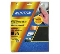 Norton - 3 Feuilles De Papier Abrasif À Eau (Grain 600) G