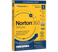 Norton 360 Deluxe | Licence pour 1 an | 5 appareils | 50 Go de stockage dans le nuage
