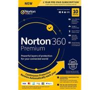 Norton 360 Premium 2026 avec VPN | Licence annuelle | 10 appareils | Avec 75 Go de stockage en nuage