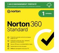 Symantec Norton 360 Standard – 10 Go – 1 utilisateur 1 appareil – 1 an (FR)