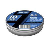 NORTON Lot de 10 disques à tronçonner flexibles pour acier inoxydable - Diamètre : 125 mm x 1,0 mm - Dans une boîte métallique