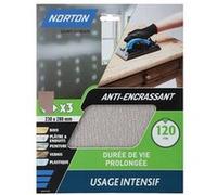 Norton Feuilles abrasives anti-encrassant G120 230 x 280 mm Lot de 3 Gris