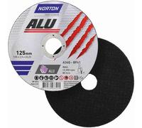 Norton Lot de 25 disques à tronçonner en aluminium A 36 Q - Diamètre au choix : 125 x 1 x 22,23 mm