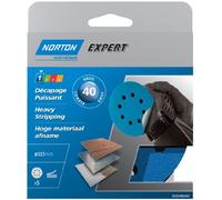 Norton Lot de 5 Disques Pex 8 Trous auto-agrippants expert Diamètre 115 mm Grain 40