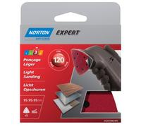 Norton Triangles perforés H216 Expert 95 mm 6 trous Grain 120 Auto-agrippants Lot de 5