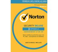 Norton Security Deluxe | licence annuelle | pour 3 appareils | dernières mises à jour incluses