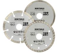 NORTOOLS Disque diamanté pour meuleuse d'angle | Lot de 3 disques diamantés 115 mm à jante continue turbo segmentée pour la coupe de porcelaine, pierre, brique, béton et maçonnerie