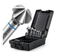 NORTOOLS Jeu de fraises à chanfreiner M2, 6 pièces en acier rapide HSS à 90° à 3 dents DIN335C - Kit professionnel pour chambrage métal et plastique (6,3-20,5 mm) pour acier inoxydable, fer, cuivre
