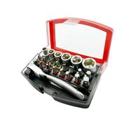 NORTOOLS Kit de 24 Pièces de Tournevis en Acier S2 avec Cliquet et Douilles - Embouts de Perçage Magnétiques Traités Thermiquement CrV pour Électronique, Meubles, Réparation de Vélos (PH/SL/TX/H）