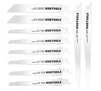 NORTOOLS Lot de lames de scie alternative, 10 pcs lames de scie sabre en HSS et HCS, jeu de lames de scie pour bois, démolition d'acier, coupe du bois et du métal adaptées à Bosch, DEWALT, Makita