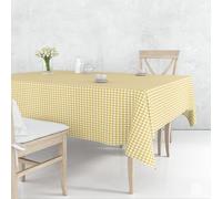 Nortufting Nappe de Table Toile Cirée à Carreaux imperméable Décor Traditionnel - Largeur 140 cm - Livraison roulée et sans Plis (Jaune, Ovale 140 x 240 cm)