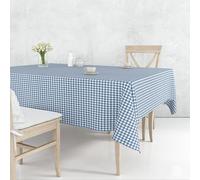 Nortufting Nappe de Table Toile Cirée à Carreaux imperméable Décor Traditionnel - Largeur 140 cm - Livraison roulée et sans Plis (Bleu, Rectangle 140 x 150 cm)