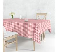 Nortufting Nappe de Table Toile Cirée à Carreaux imperméable Décor Traditionnel - Largeur 140 cm - Livraison roulée et sans Plis (Rouge, Rouleau 140 x 20 ML)