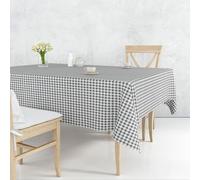 Nortufting Nappe de Table Toile Cirée à Carreaux imperméable Décor Traditionnel - Largeur 140 cm - Livraison roulée et sans Plis (Noir, Rectangle 140 x 250 cm)