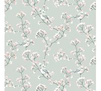 Nortufting Nappe Tissu Coton Enduit Sakura Céladon - Imperméable, Résistante & Anti Taches - Nappe à Motif Déco Tendance, Facile à Nettoyer pour Intérieur & Extérieur (Rectangle 140 x 150 cm)