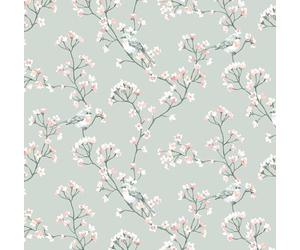Nortufting Nappe Tissu Coton Enduit Sakura Céladon - Imperméable, Résistante & Anti Taches - Nappe à Motif Déco Tendance, Facile à Nettoyer pour Intérieur & Extérieur (Ronde 138 cm)