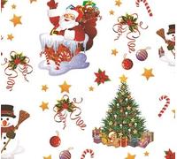 Nortufting Nappe Toile Cirée de Noël - New Year Blanc - Nappe Festive de Noël - Imperméable et Anti Tâche Largeur 140 cm - Roulé sur Un Tube en Carton (sans Plis) (Rectangle 140x150cm)