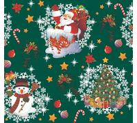 Nortufting Nappe Toile Cirée de Noël - New Year Vert - Nappe Festive de Noël - Imperméable et Anti Tâche Largeur 140 cm - Roulé sur Un Tube en Carton (sans Plis) (Rectangle 140x350cm)