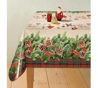 Nortufting Nappe Toile Cirée de Noël - Pomme Kilt- Nappe Festive de Noël - Imperméable et Anti Tâche Largeur 140 cm - Roulé sur Un Tube en Carton (sans Plis) (Ovale 140x240cm)
