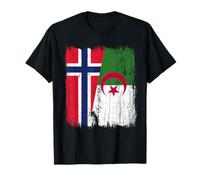 Norvège Algérie Demi Drapeau Norvégien Patrimoine Algérien T-Shirt