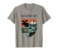 Norvège Aurores Boréales Orignal Montagne Drakkar Blason T-Shirt