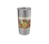 Norvège Bergen Bryggen Architecture norvégienne Oslo Retro Gobelet isotherme en acier inoxydable double paroi