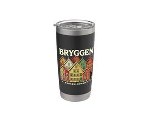 Norvège Bergen Bryggen Architecture norvégienne Oslo Retro Gobelet isotherme en acier inoxydable double paroi