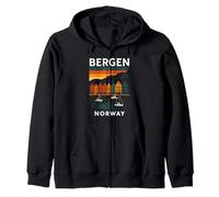 Norvège Bergen Bryggen Architecture norvégienne Oslo Retro Sweat à Capuche