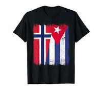 Norvège Cuba Demi Drapeau Norvégien Patrimoine cubain T-Shirt