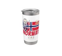 Norvège drapeau vintage viking et souvenir de navire Gobelet isotherme en acier inoxydable double paroi
