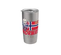Norvège drapeau vintage viking et souvenir de navire Gobelet isotherme en acier inoxydable double paroi