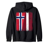 Norvège Lettonie Demi Drapeau Norvégien Lettonie Patrimoine Lett Sweat à Capuche