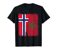 Norvège Maroc Demi Drapeau Norvégien Patrimoine Marocain T-Shirt